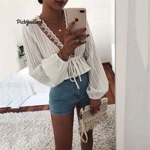 Bohemian shirt lace long sleeves top